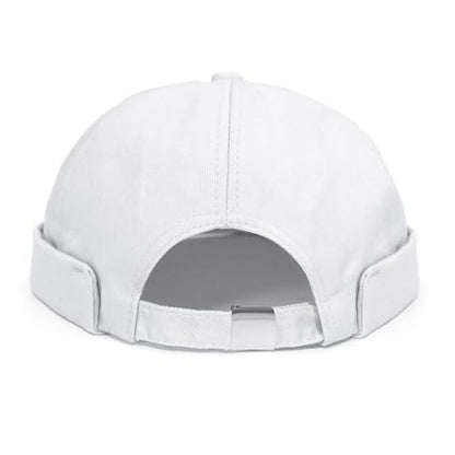 2 Pcs Mens Brimless Docker Cap Set - Retro Worker Sailor Skull Cap Beanie with Rolled Cuff - color: White