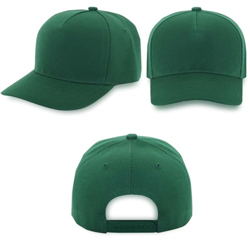 12 Pack Seamless Baseball Caps Wholesale Bulk - No Center Seam, DIY Friendly, Adjustable Breathable Lightweight for Men Women - color: Dark Green