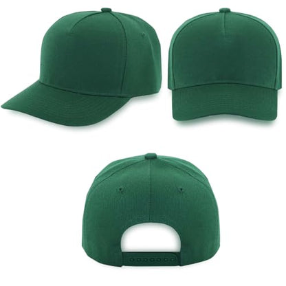 12 Pack Seamless Baseball Caps Wholesale Bulk - No Center Seam, DIY Friendly, Adjustable Breathable Lightweight for Men Women - color: Dark Green