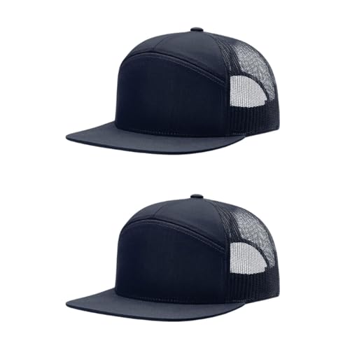 Richardson 168 Hi-Pro 7 Panel Adjustable Snapback Trucker Mesh Back Cap - color: Navy