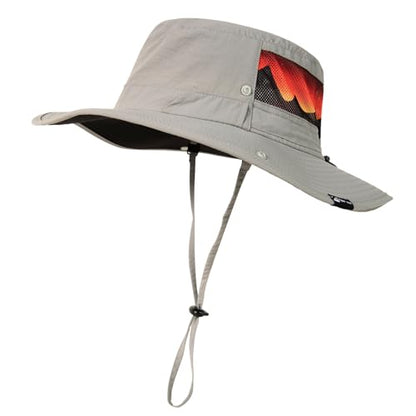 TOP-EX Wide Brim Bucket Sun Hat for Men & Women, Quick-Dry Boonie Hat, Mesh - color: Light Gray/Sunset Peaks Mesh, size: X-Large-XX-Large