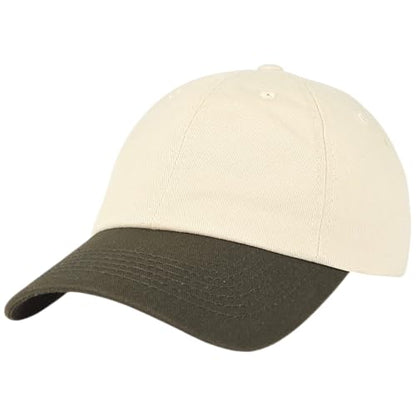 E BY ELIDAN Two Tone Dad Hat, Low Profile Baseball Cap - color: Stone Olive