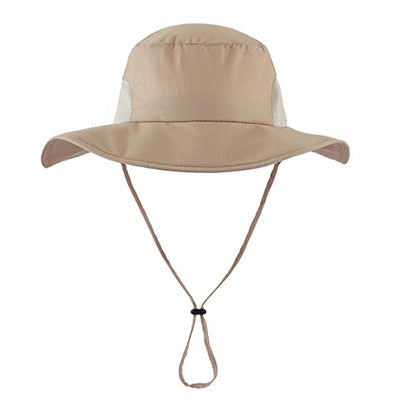 Home Prefer Outdoor UPF50+ Mens Sun Hat with Neck Flap Womens UV Protection Hat Wide Brim Safari Fishing Hiking Gardening Hat - color: Milky Khaki
