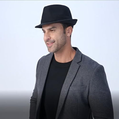 2 Pack Manhattan Fedora Hat for Men Gangster Trilby Vintage Felt Hat