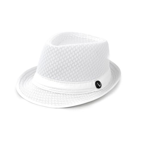 The Hat Depot Light Weight Classic Soft Cool Mesh Crushable Fedora hat - color: White, size: Small-Medium
