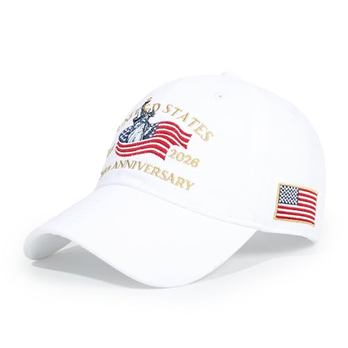 USA 250th Anniversary Baseball Cap Patriotic Embroidered American Hat - color: 2-white