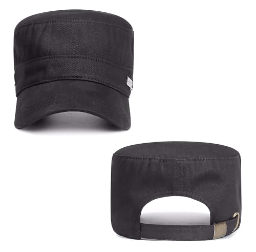 Cotton Military Caps for Men Women Unisex Flat Top Hat Adjustable Cadet Army Cap - color: Grey