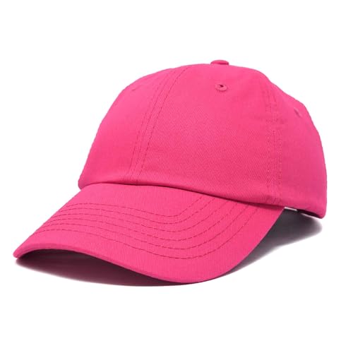 DALIX Baseball Cap Dad Hat Plain Men Women Cotton Adjustable Blank Unstructured Soft - color: Hot Pink