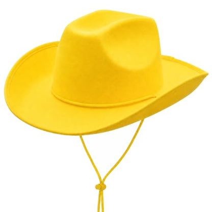 COLLECT PRESENT Plain Felt Cowboy & Cowgirl Hat for Men and Women | Western Studded Cowboy Hat in Adult Sizes - color: Yellow