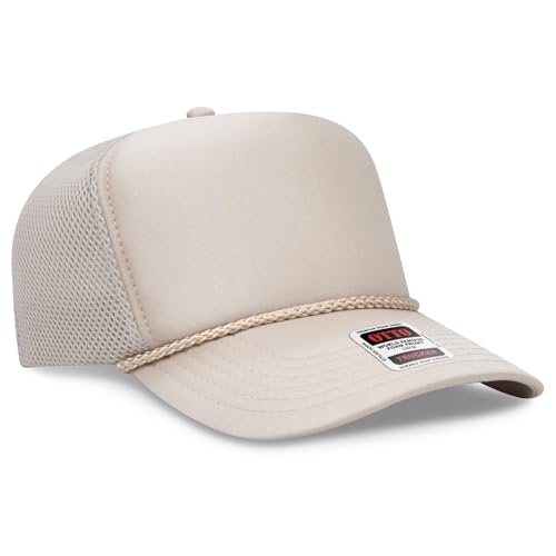 OTTO Cap 5 Panel High Crown Air Mesh Back Trucker Hat | Bulk Packs - color: 032 - Khaki