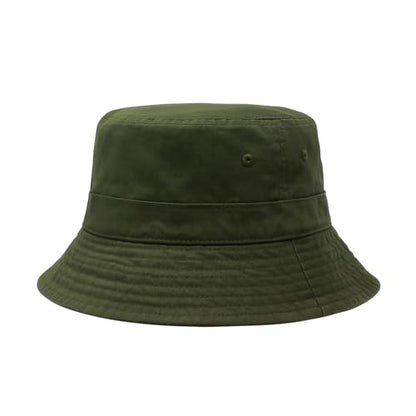 Hot Summer Bucket Hat - Trendy Cotton Sun Hat for Beach, Golf, Fishing - color: Army Green