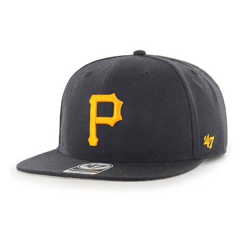 47 MLB Sure Shot Captain Hat Adjustable Structured 6-Panel Snapback Hat Cap, Adult One Size Fits All - color: Pittsburgh Pirates