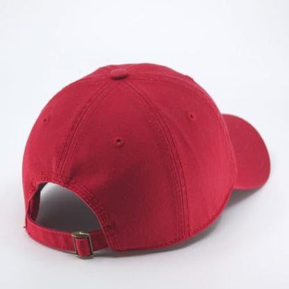 Washed Canvas Combed Cotton Unstructured Soft Crown Adjustable Dad Hat Baseball Cap - color: Washed Cotton Red