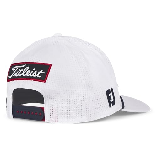 Titleist Men's Tour Performance Mesh Golf Hat - color: White/Navy/Red