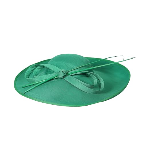Royal Ladies Sinamay Weddings Hats Fascinators Big Brim Kentucky Church Fedoras Hat - color: Green