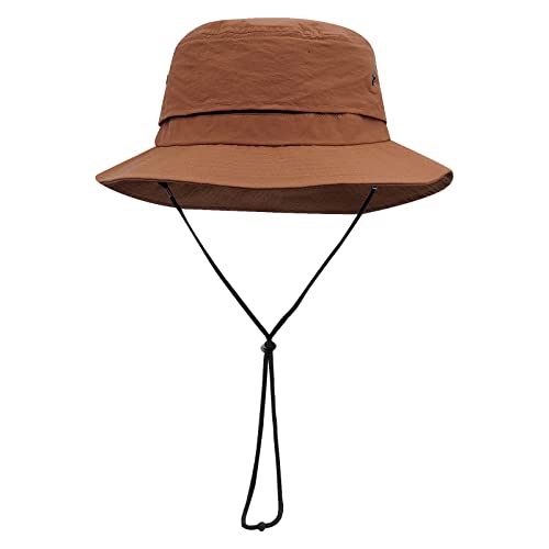 Croogo Sun Hats for Women UV Protection Summer Bucket Hat Waterproof Packable Fishing Hats Wide Brim Hiking Hat Gardening Hat - color: Afh02-brick Red