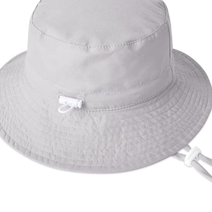 Baby Toddler Sun Hat,Kids Summer UPF 50+ Foldable Beach Bucket Hat for Boys Girls Children - color: Grey & Army Green 2pcs, size: 6-24 Months