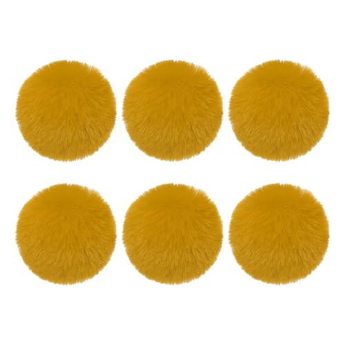 PATIKIL Faux Fur Pom Poms for Hats, 6 Pcs Fluffy Soft Fur Poms Balls with Elastic Loop for Keychain Knitting Hats DIY Scarves Gloves Bag Christmas, Ginger Yellow - color: Ginger Yellow
