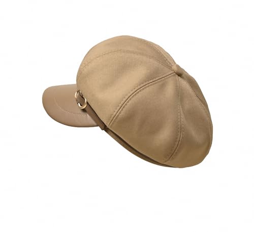 Womens Newsboy Cap Fashion PU Leather Cabbie Painter Hat Beret Cap - color: Khaki