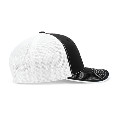 Pacific Headwear Unisex Adult Pacific Headwear Trucker Flexfit® Cap - color: Black/White/Black, size: Small-Medium