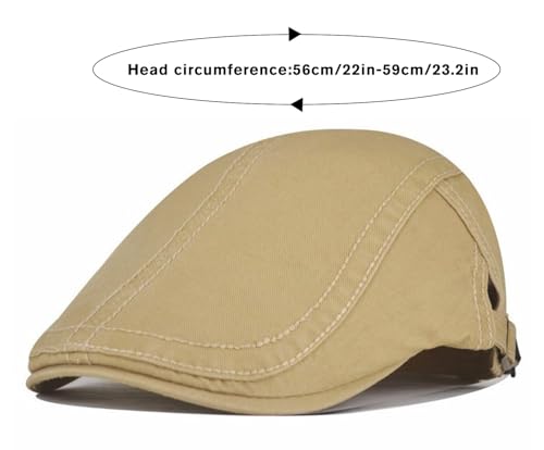 Initlove Mens Newsboy Cap Cotton Ivy Hat Beret Hats for Driving - color: Khaki