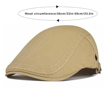 Initlove Mens Newsboy Cap Cotton Ivy Hat Beret Hats for Driving - color: Khaki