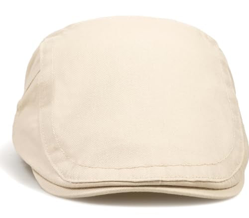 Initlove Mens Newsboy Cap Cotton Ivy Hat Beret Hats for Driving - color: B Khaki