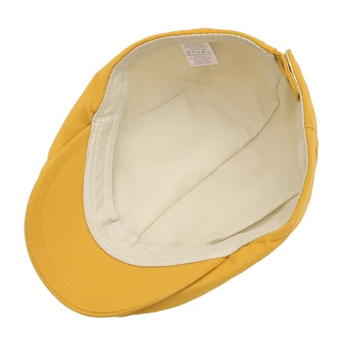 ZLYC Men Summer Flat Cap Scally Ivy Gatsby Newsboy Beret Driver Hat - color: Solid Yellow