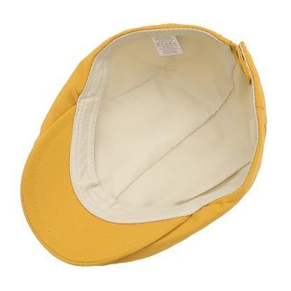 ZLYC Men Summer Flat Cap Scally Ivy Gatsby Newsboy Beret Driver Hat - color: Solid Yellow