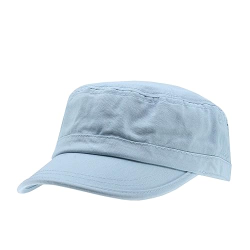 The Vintage Year Heavy Stitch Washed Cotton Cadet Hat Military Army Cap - color: Army Light Blue, size: One Size