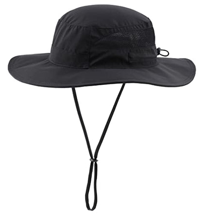 Connectyle Men's Breathable UPF 50+ Sun Hat Packable UV Protection Bucket Hat for Fishing Hiking Camping Safari Beach Golf - color: Black