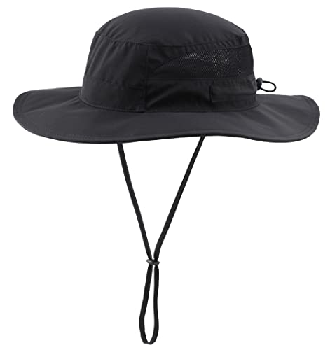 Connectyle Men's Breathable UPF 50+ Sun Hat Packable UV Protection Bucket Hat for Fishing Hiking Camping Safari Beach Golf - color: Black