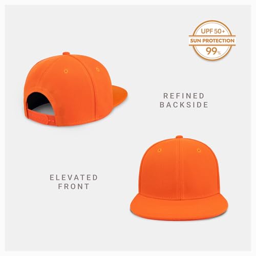 CHOK.LIDS Classic Snapback Flat Bill Hat Blank Adjustable Baseball Cap - color: Orange
