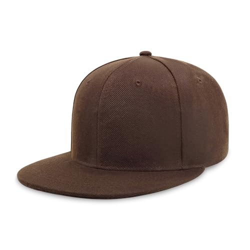 CHOK.LIDS Classic Snapback Flat Bill Hat Blank Adjustable Baseball Cap - color: Coffee Brown