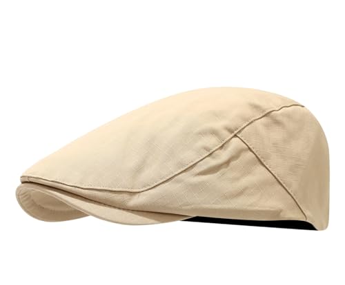 Quanhaigou Men's Cotton Flat Ivy Gatsby Newsboy Driving Hat Adjustable Irish Cabbie Ivy Driving Hunting Cap - color: Breathable Beige