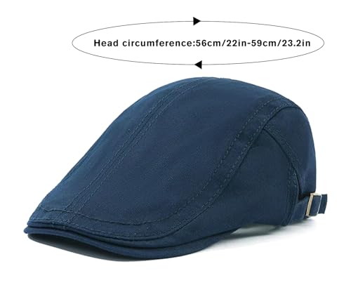 Initlove Mens Newsboy Cap Cotton Ivy Hat Beret Hats for Driving - color: Navy