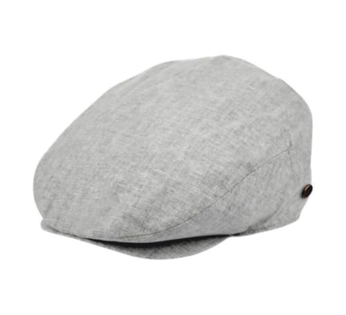 Men's Linen Flat Ivy Gatsby Summer Newsboy Hats - color: Light Grey, size: Large-X-Large