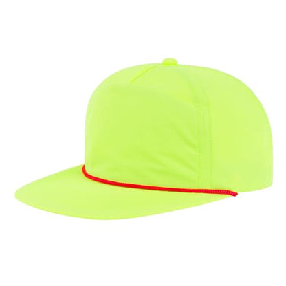 TOPTIE 5-Panel Rope Snapback Baseball Cap, Adjustable Flat Brim Hat, Quick Dry Soft Top Cap for Men Women Outdoor - color: Yellow/Red