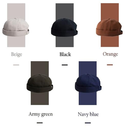 Adjustable Unisex Hip-Hop Docker Hat Dome Brimless Hats - color: Black