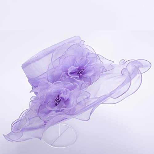 Lawliet Womens Dressy Wide Brim Church Wedding Occasion Sun Hat A613 - color: Light Purple