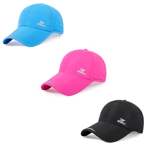 Running Hat Mesh Quick Dry Hat Baseball Cap for Women Men - color: Black-rosered-lakeblue
