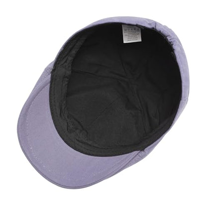 ZLYC Men Cotton Flat Cap Summer Scally Newsboy Beret Driver Hat - color: Plain Purple