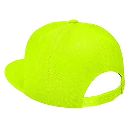 Falari Wholesale 12 Pack Snapback Hat Cap Hip Hop Style Flat Bill Blank Solid Color Adjustable Size - color: 12-pack Neon Green
