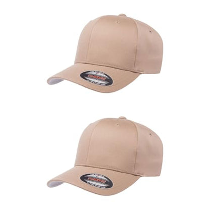 Flexfit Wooly Combed 6-Panel Structured Baseball Cap | Stretch Fitted - color: Khaki, size: Small-Medium