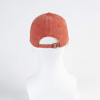 LANGZHEN Unisex Baseball Cap 100% Cotton Fits Men Women Washed Denim Adjustable Dad Hat - color: Washed-orange