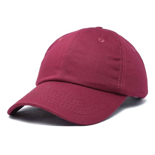 DALIX Baseball Cap Dad Hat Plain Men Women Cotton Adjustable Blank Unstructured Soft - color: Maroon