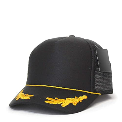 High Crown Foam Mesh Camouflage Tri-Color Oak Leaves Trucker Hat Baseball Cap - color: Black/Gold Oak