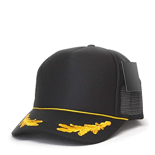 High Crown Foam Mesh Camouflage Tri-Color Oak Leaves Trucker Hat Baseball Cap - color: Black/Gold Oak