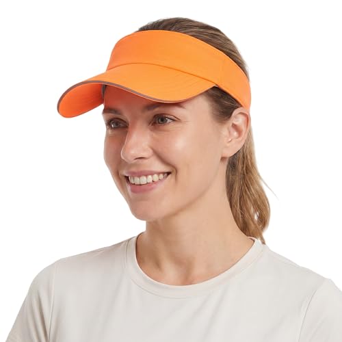 Home Prefer UPF50+ Sports Sun Visor Men Women Lightweight Packable Cooling Visor Hat for Running Tennis Golf - color: Neo Orange