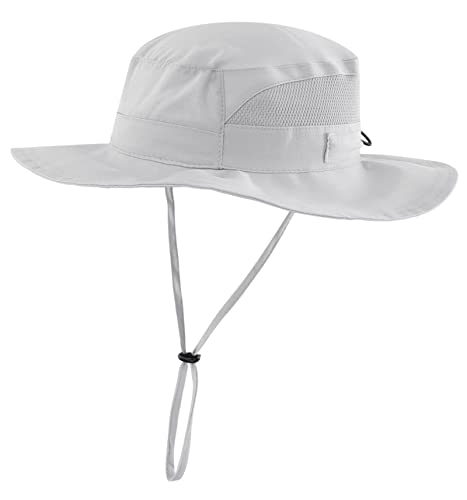 Connectyle Toddler Kids Sun Hat UPF 50+ UV Protection - Boys & Girls Wide Brim Bucket Hats for Outdoor Summer, Ages 2-6 - color: Light Gray, size: 4-6 Years